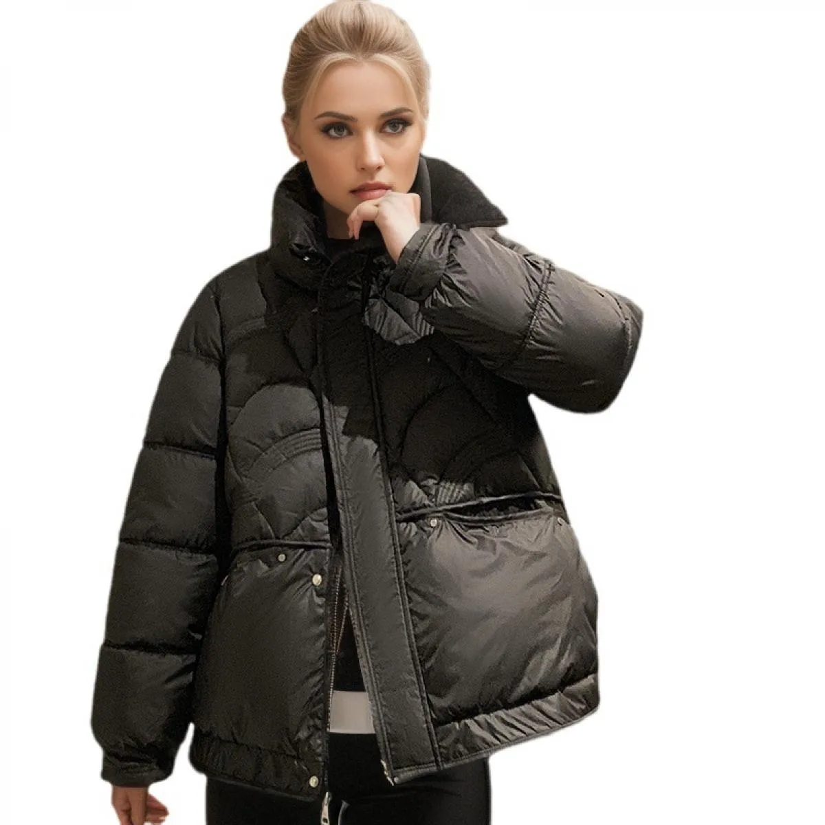 2023 inverno nuovo parka corto da donna colletto alla coreana giacca imbottita in cotone con cerniera cappotto caldo spesso imbo