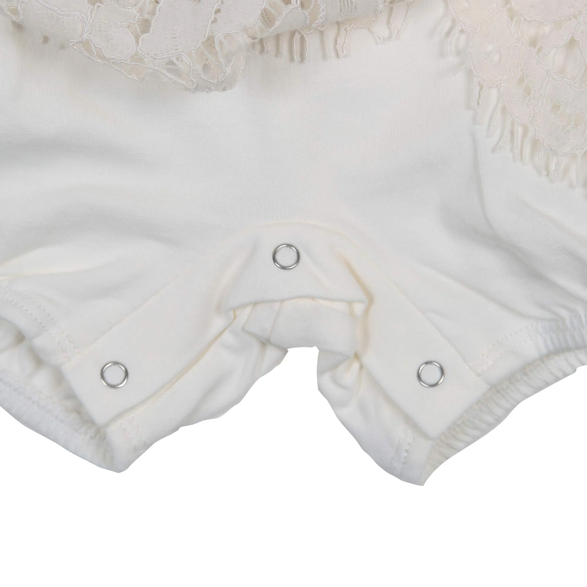 Abito Body Neonata In Pizzo Bianco Panna