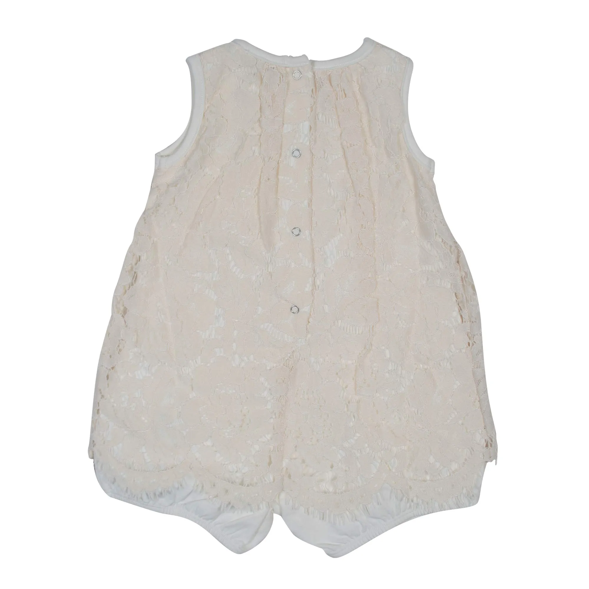 Abito Body Neonata In Pizzo Bianco Panna