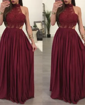 Abito lungo in pizzo alla moda da donna senza schienale scava fuori Boho estivo magro