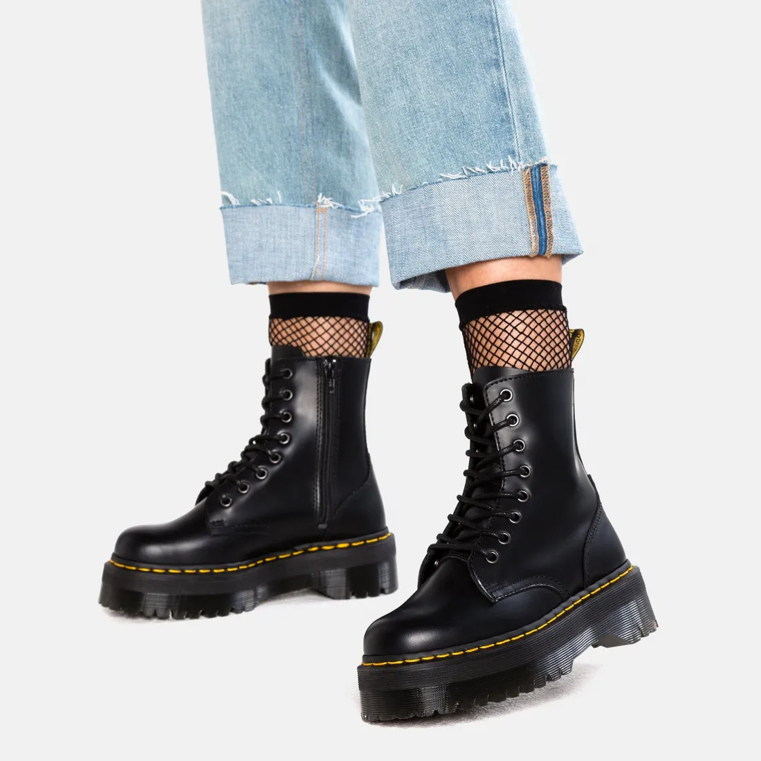 Anfibio platform Dr. Martens Jadon nero in pelle smooth