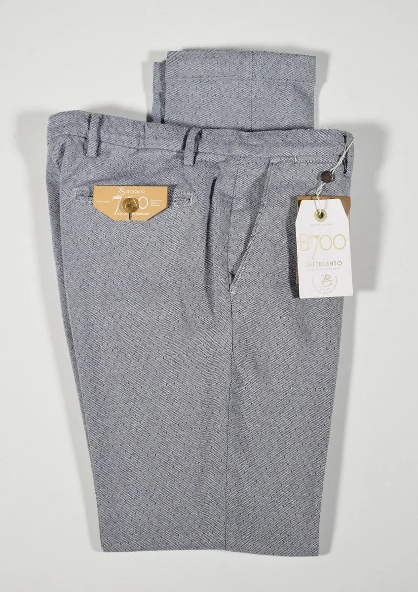 Bsettecento Slim fit trousers in grey stretch cotton micro design