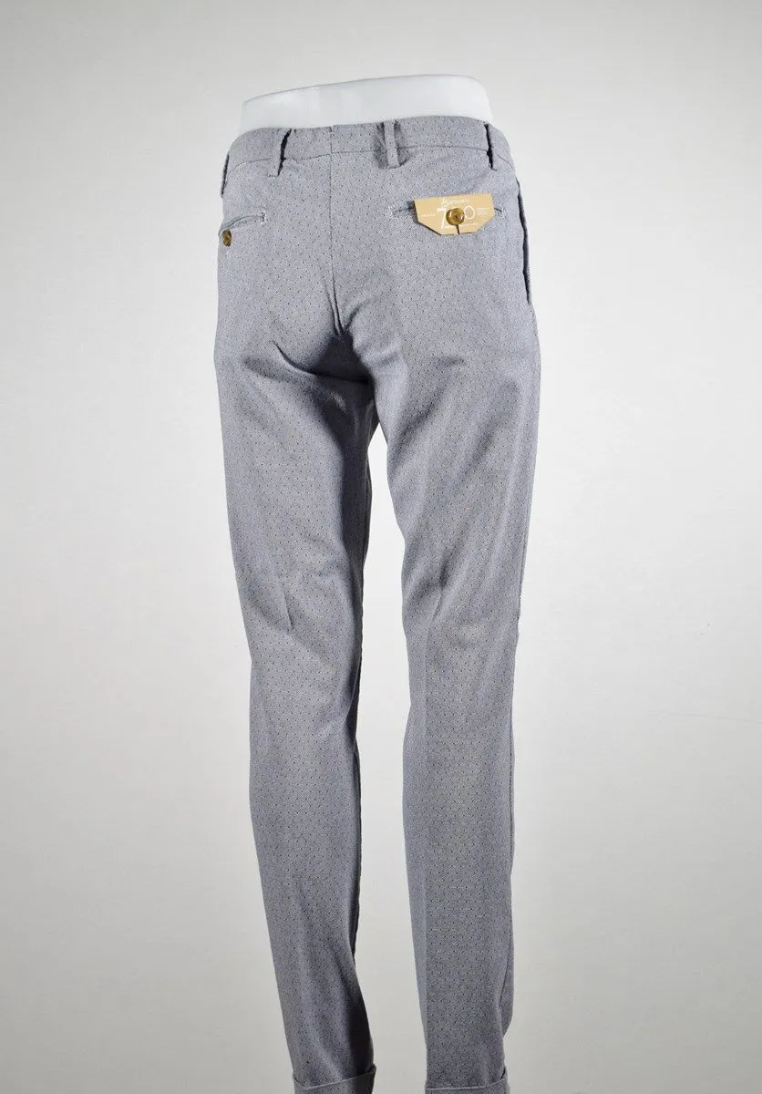 Bsettecento Slim fit trousers in grey stretch cotton micro design