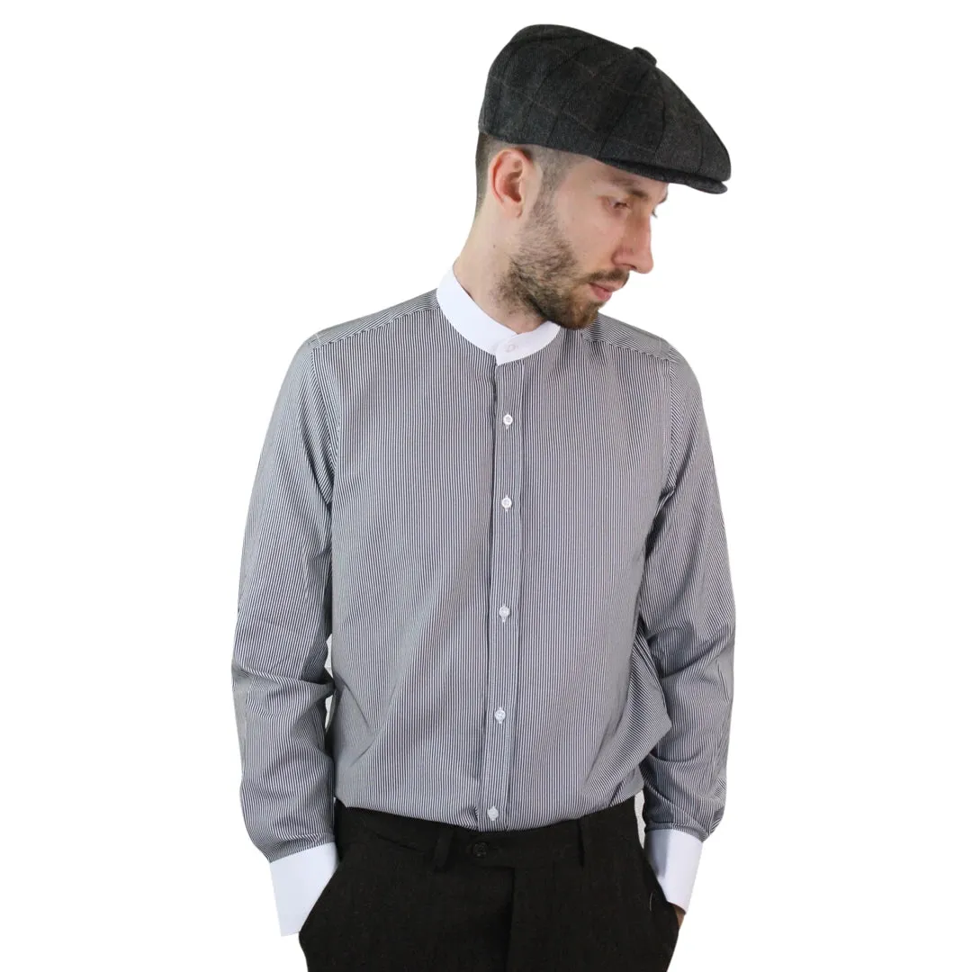 Camicia Elegante da Uomo stile Blinders con Colletto Rimovibile alla Coreana