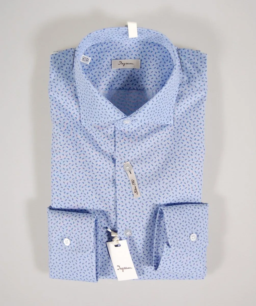 Camicia ingram celeste slim fit micro disegno