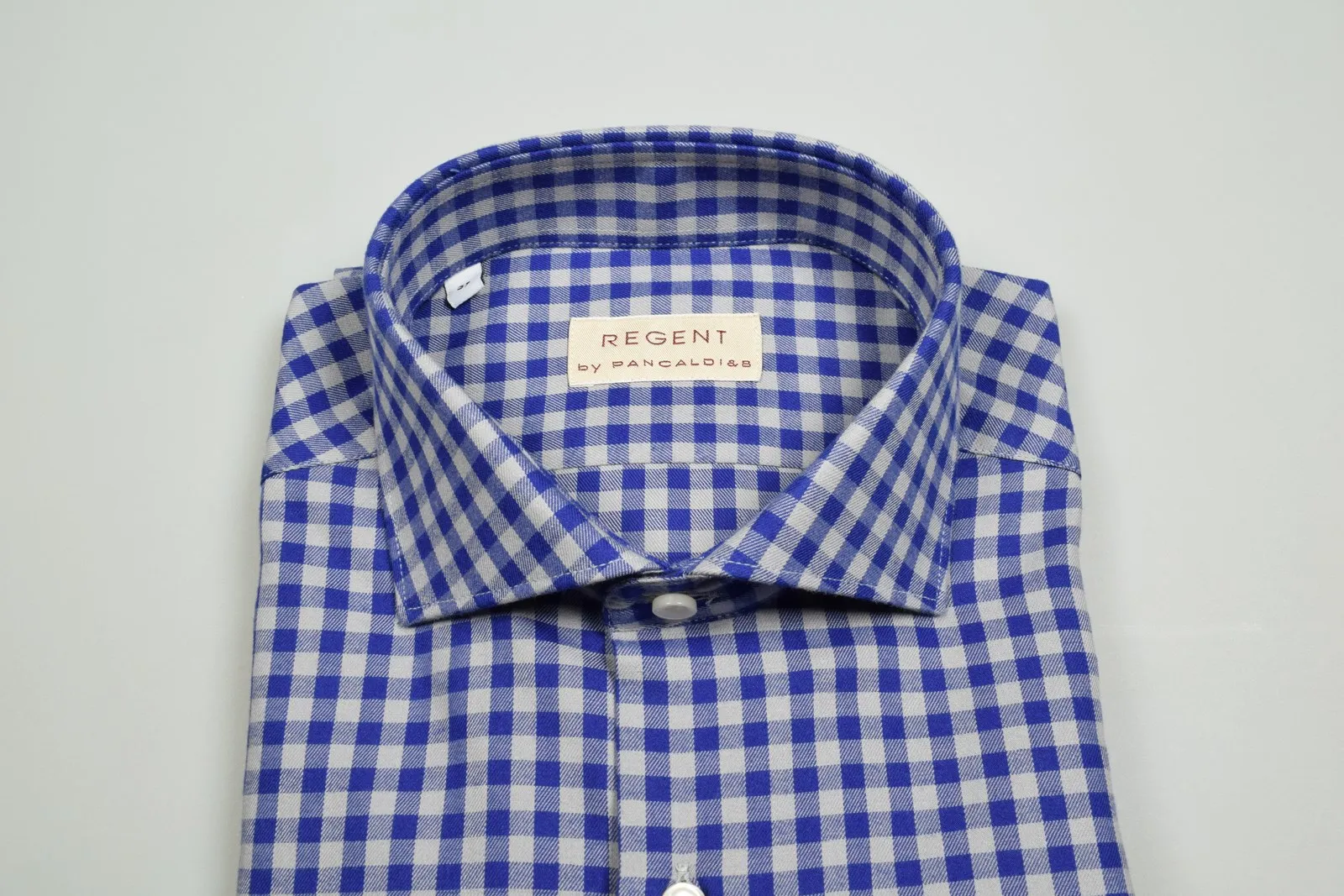 Camicia pancaldi slim fit cotone caldo flanella a quadri azzurro e blu
