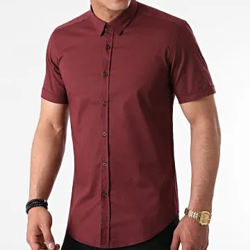 Camicia Slim Fit a maniche corte 1363 Bordeaux