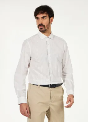 Camicia slim Rumford a righe in cotone misto lino uomo