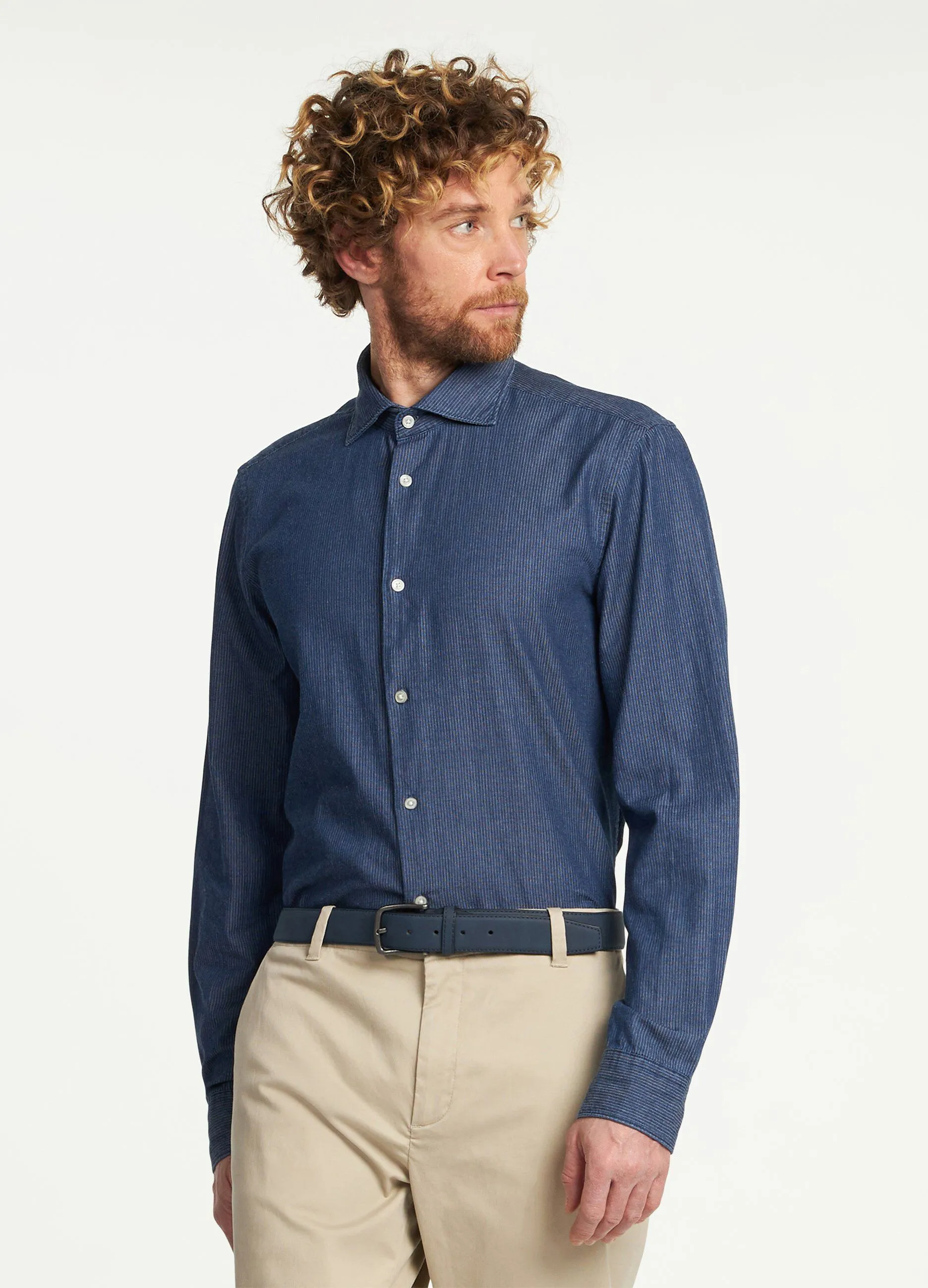 Camicia slim Rumford in denim di puro cotone uomo