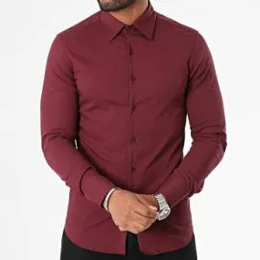 Camicia Super Slim a maniche lunghe Bordeaux