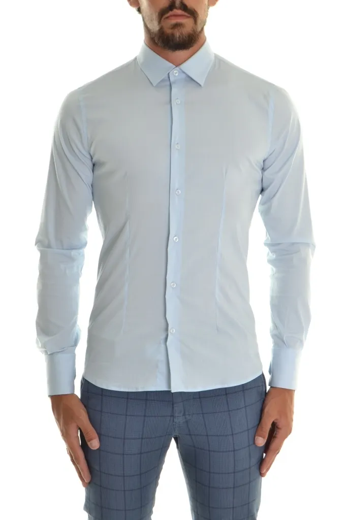 Camicia XAGON MAN Slim Fit Tinta Unita Azzurra