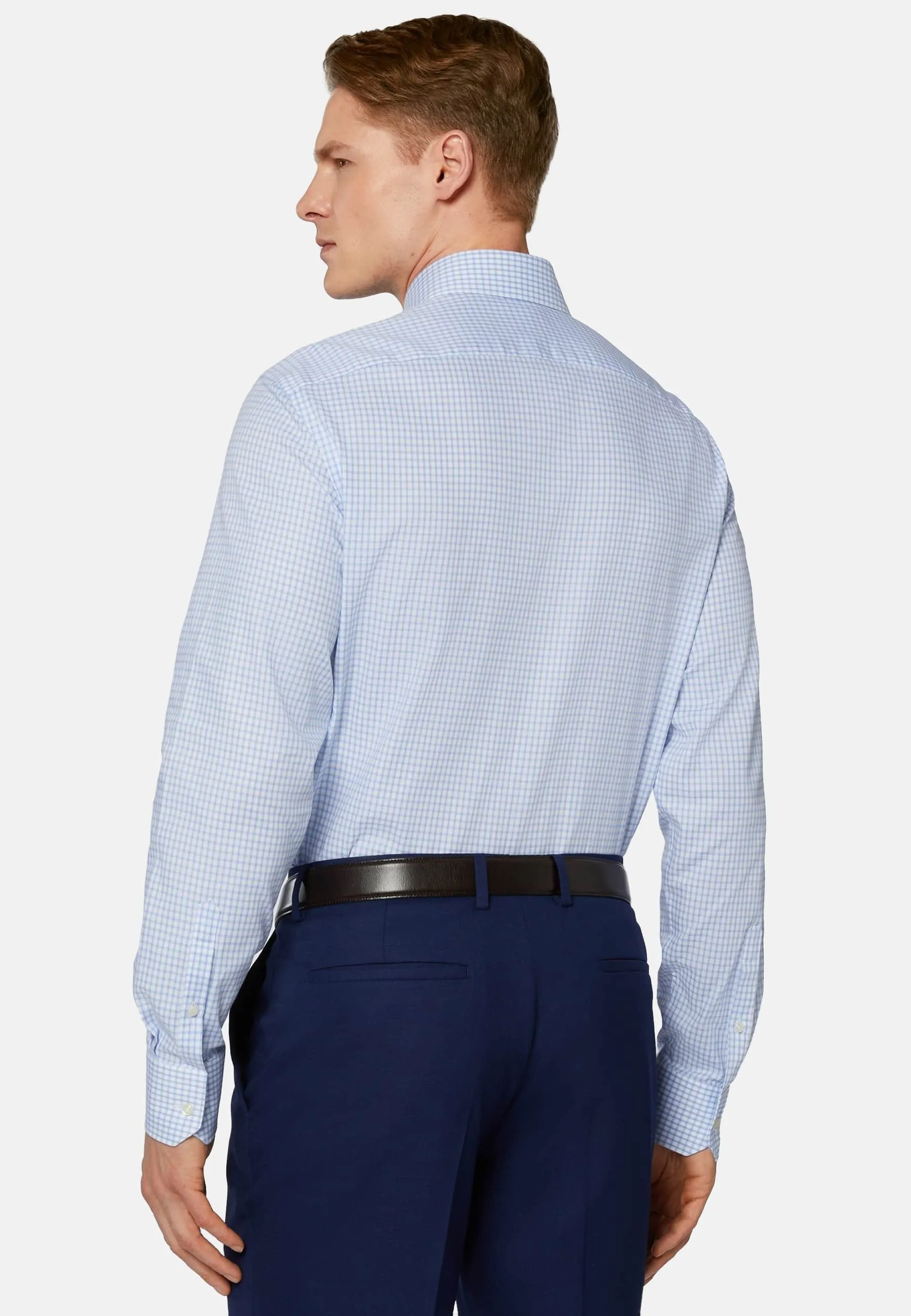 CHECK DOBBY NAPOLI COLLAR SLIM FIT - Camicia