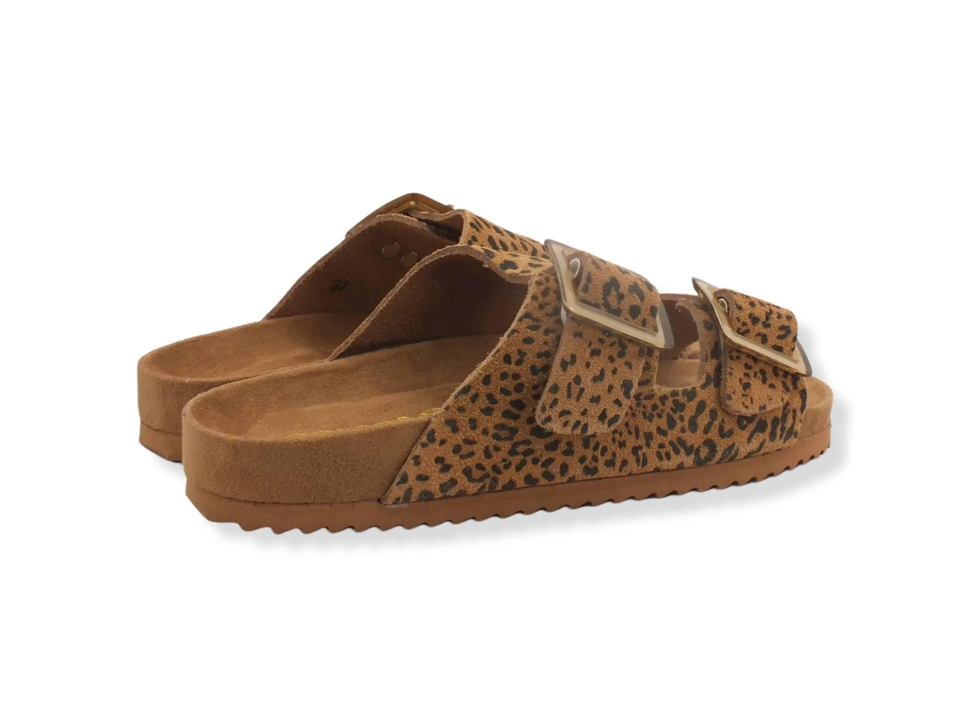 COLORS OF CALIFORNIA  Suede Ciabatta Leopard Tan HC.BIO087