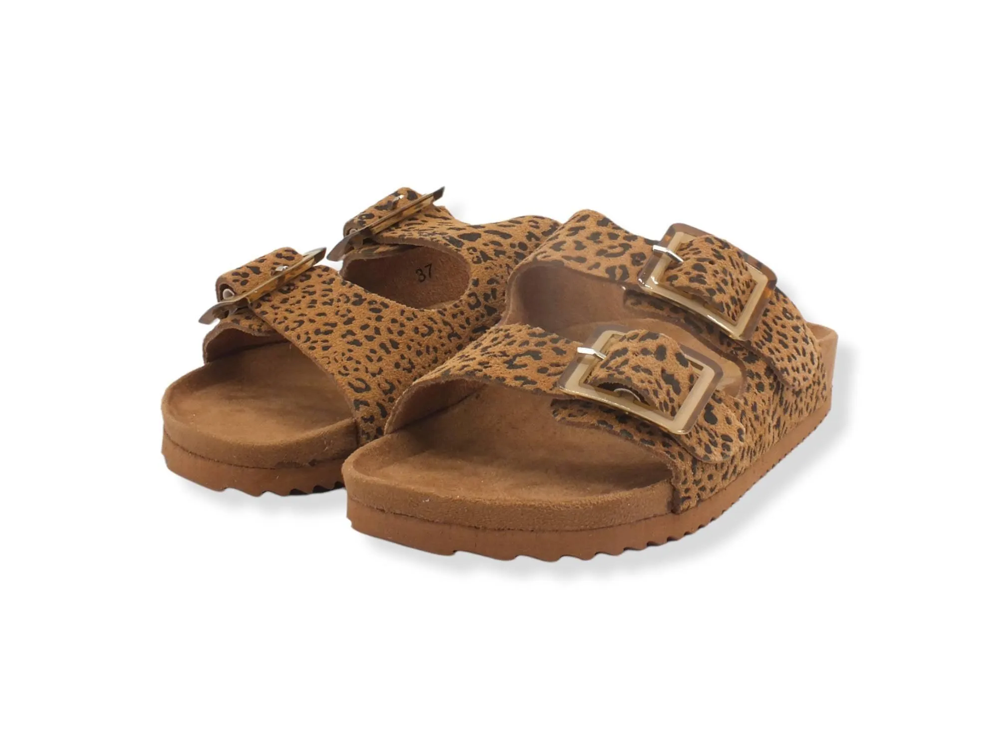 COLORS OF CALIFORNIA  Suede Ciabatta Leopard Tan HC.BIO087