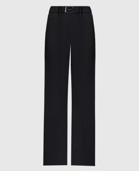 Dolce&Gabbana Pantaloni neri in lana con logo FTCZJTGDBWS