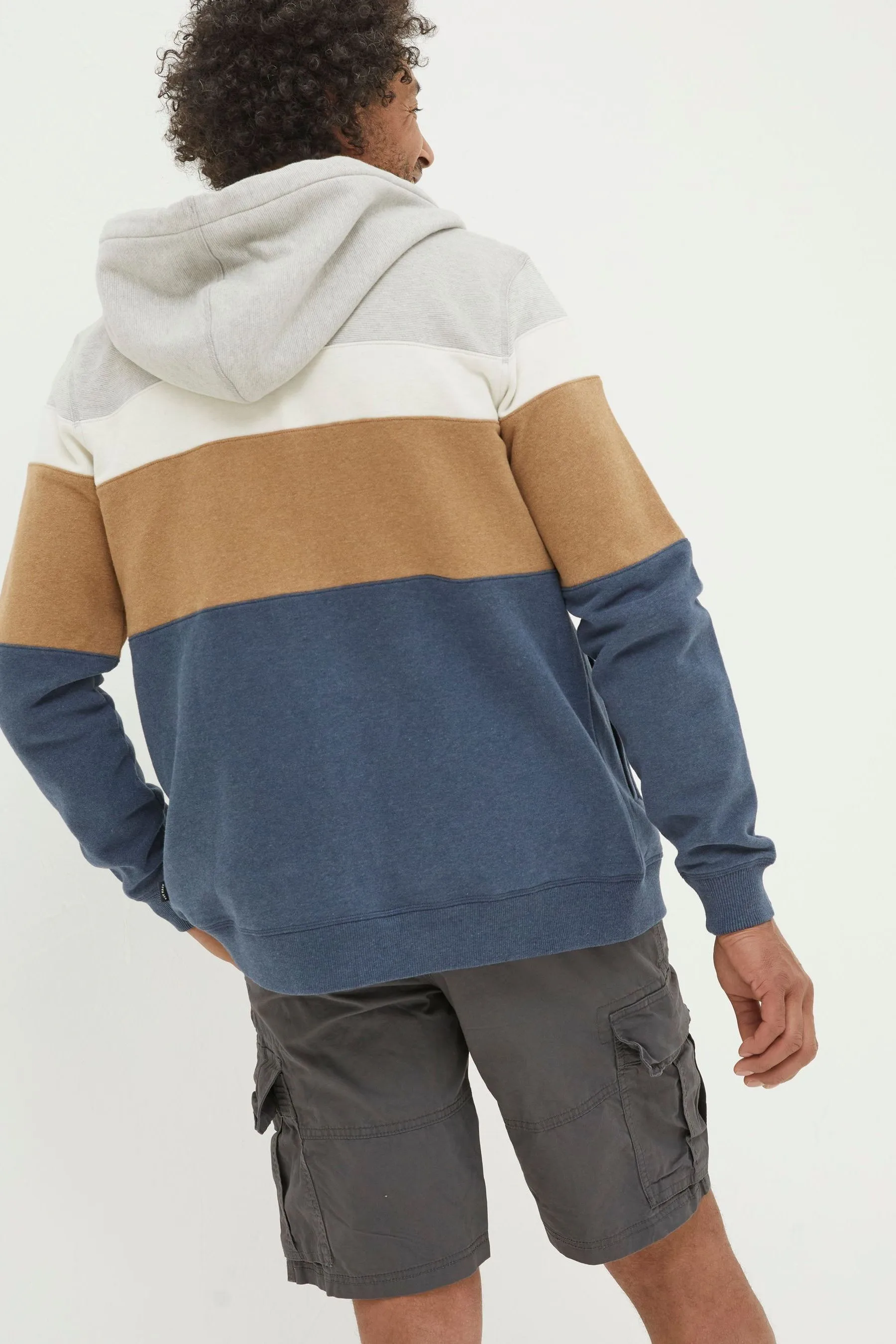 FatFace - Felpa cut and sew con zip e cappuccio