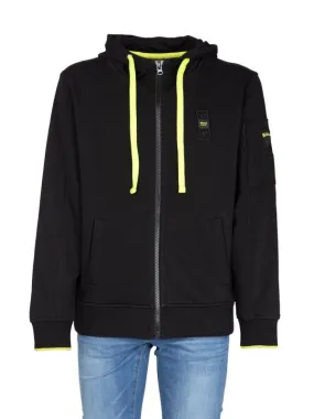 Felpa Blauer da Uomo con Cappuccio e Zip Lunga