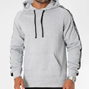 Felpa con cappuccio con logo sportivo e strisce 50497003 Grigio scuro