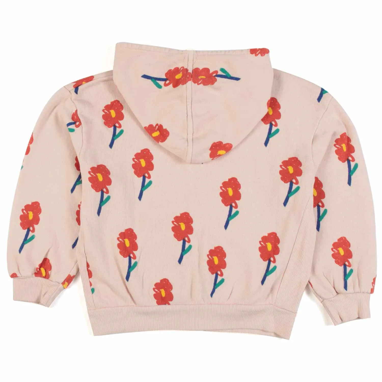 Felpa Rosa Chiaro Con Cappuccio E Stampe Floreali