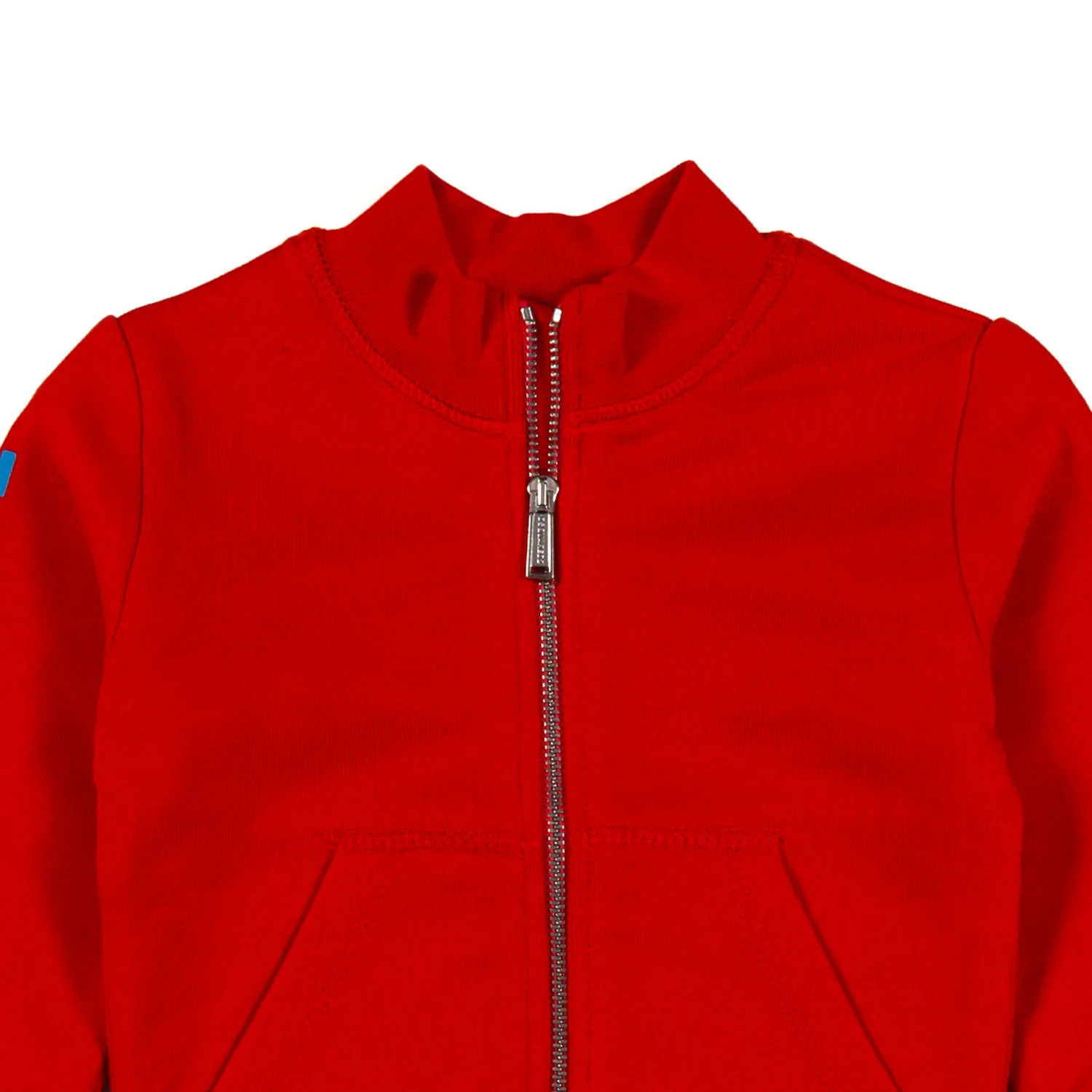 Felpa Rossa Con Logo Azzurro E Chiusura Zip Bimbo