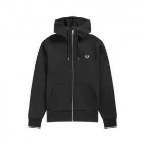 Fred Perry Felpa Con Cerniera Con Cappuccio Nero Uomo