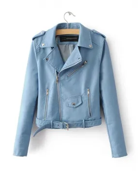 Giacca basic nera da donna Giacca casual da donna in pelle sintetica corta con cerniera Giacca in pelle da donna