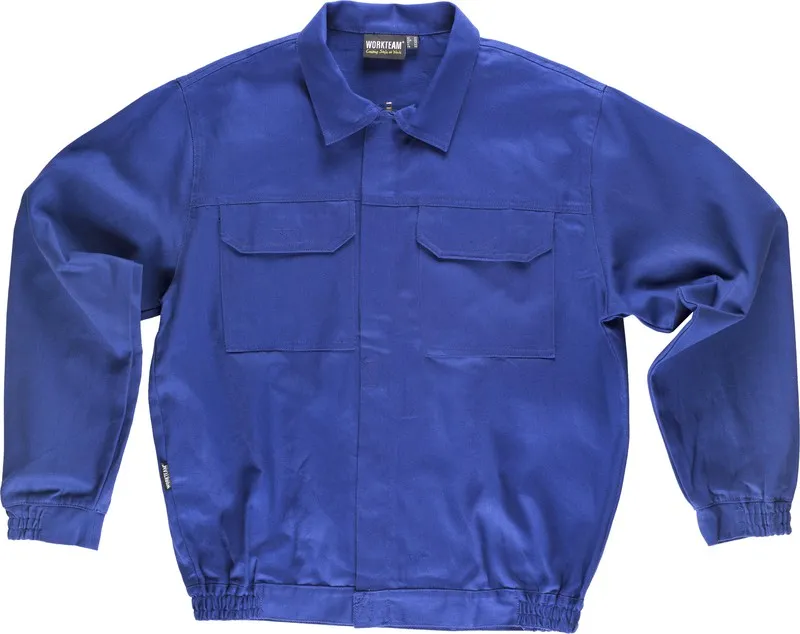 Giacca con cerniera nascosta in metallo e 2 buste pettorali con patta Azulina 100% cotone