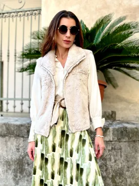 Gilet in pelliccia ecologica beige