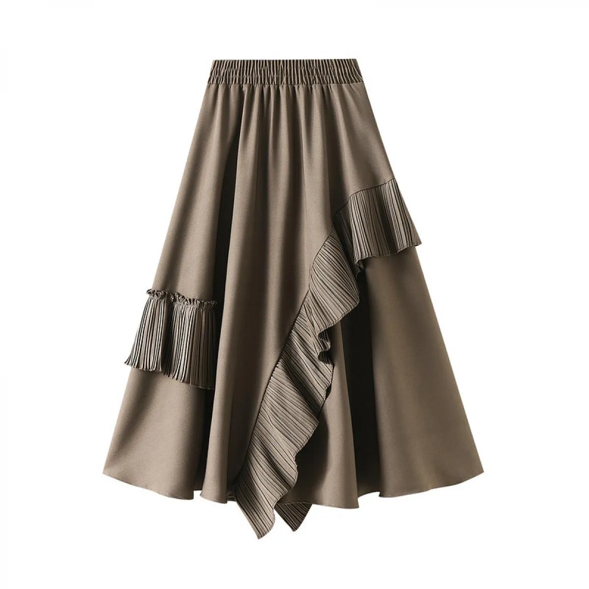 Gonna asimmetrica alla moda Gonna lunga con volant pieghe da donna elegante lunga
