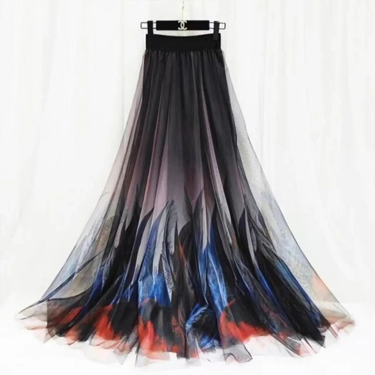 Gonna lunga Moda Harajuku Kawaii  Midi Maxi Gonna in tulle Primavera Autunno Vita alta Streetwear Gonna nera rosa