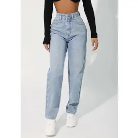 Jeans a gamba dritta pantaloni da donna in denim blu skinny a vita alta retrò moda strada casual  abbigliamento 2023 pantalon
