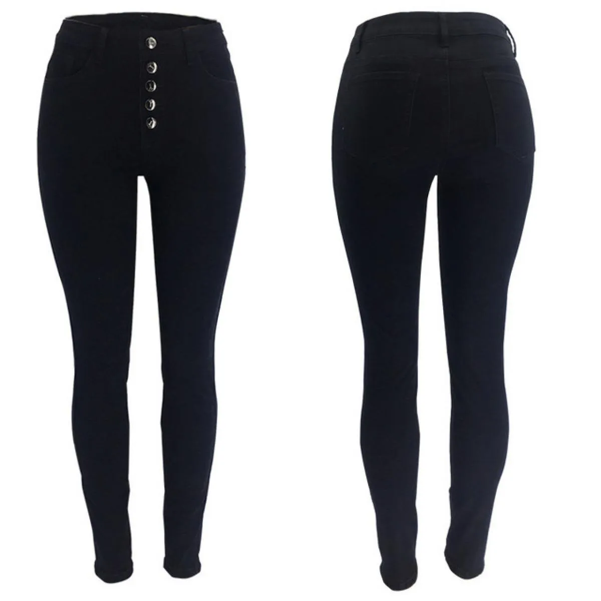 Jeans in denim da donna a vita alta 2023 nuovi pantaloni in denim da strada da donna di colore nero pantaloni jeans skinny blu s