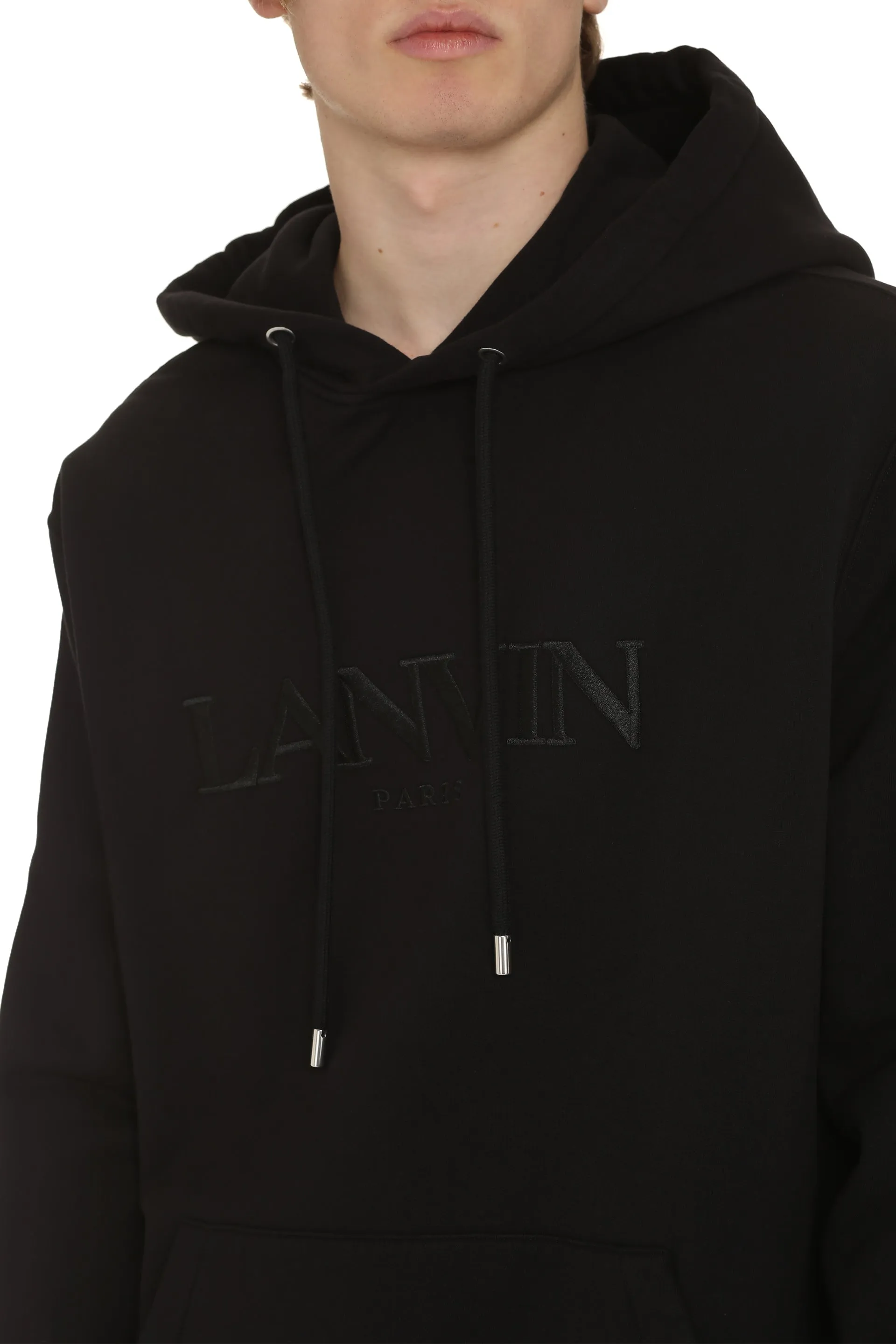 Lanvin Felpa in cotone con cappuccio e logo