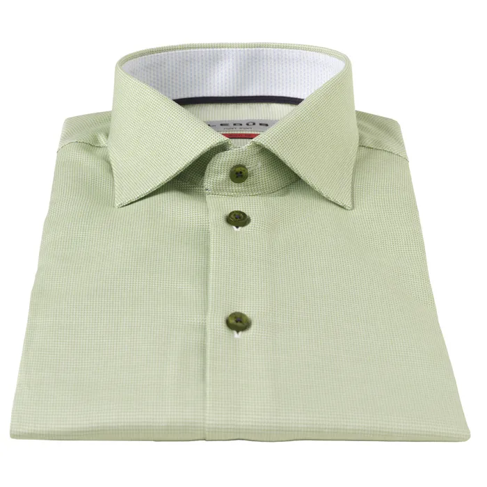 Ledub camicia slim fit non iron in misto verde