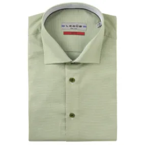 Ledub camicia slim fit non iron in misto verde