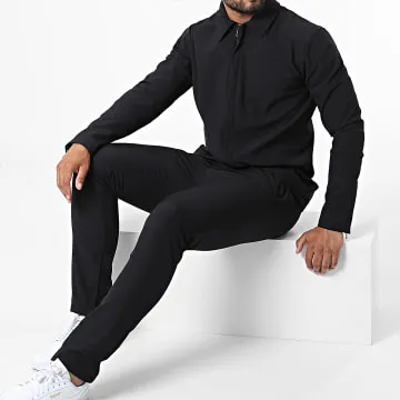 LL654 Set giacca e pantaloni con cerniera nera