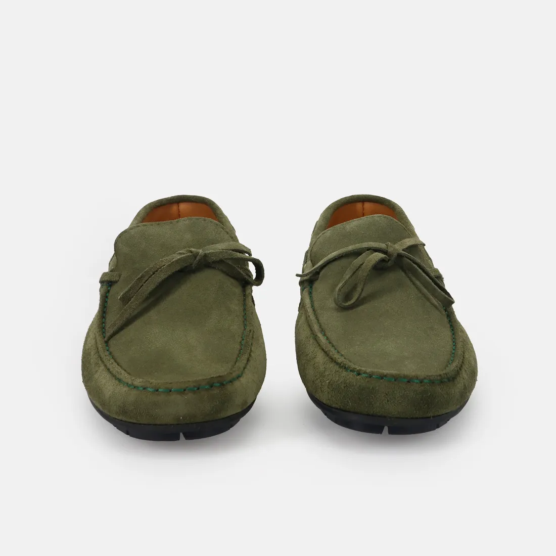 Mocassino da uomo Sangiorgio in suede verde con fiocchetto