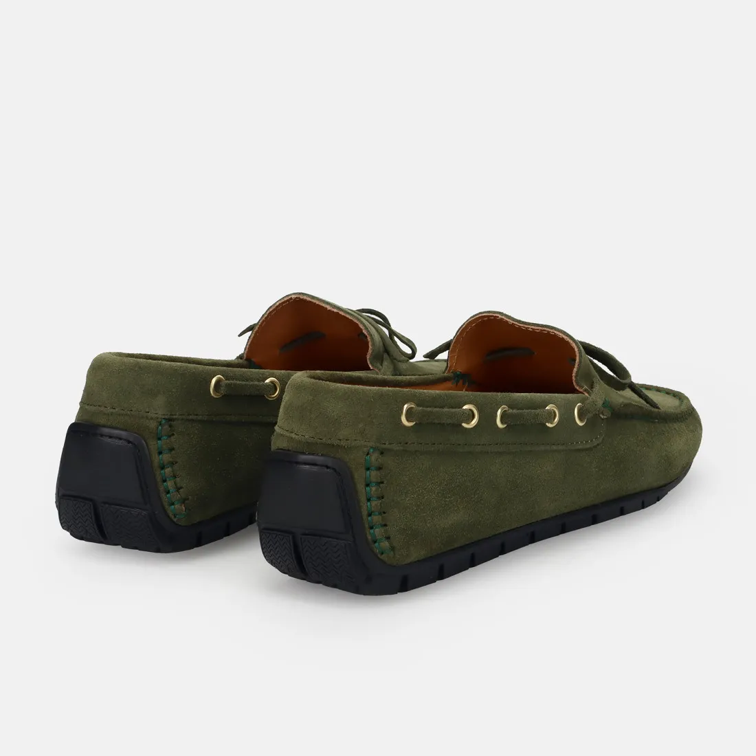 Mocassino da uomo Sangiorgio in suede verde con fiocchetto