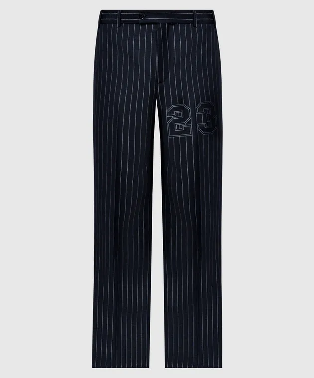 Off-White Pantaloni neri con lana rigata OMCO033S24FAB002