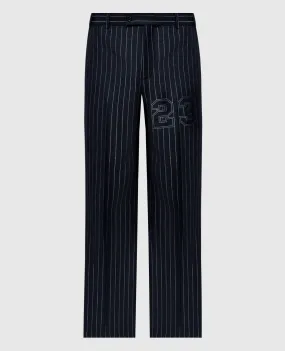 Off-White Pantaloni neri con lana rigata OMCO033S24FAB002