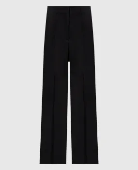 Off-White Pantaloni neri in lana con ricamo logo OW OWCA174C99FAB001