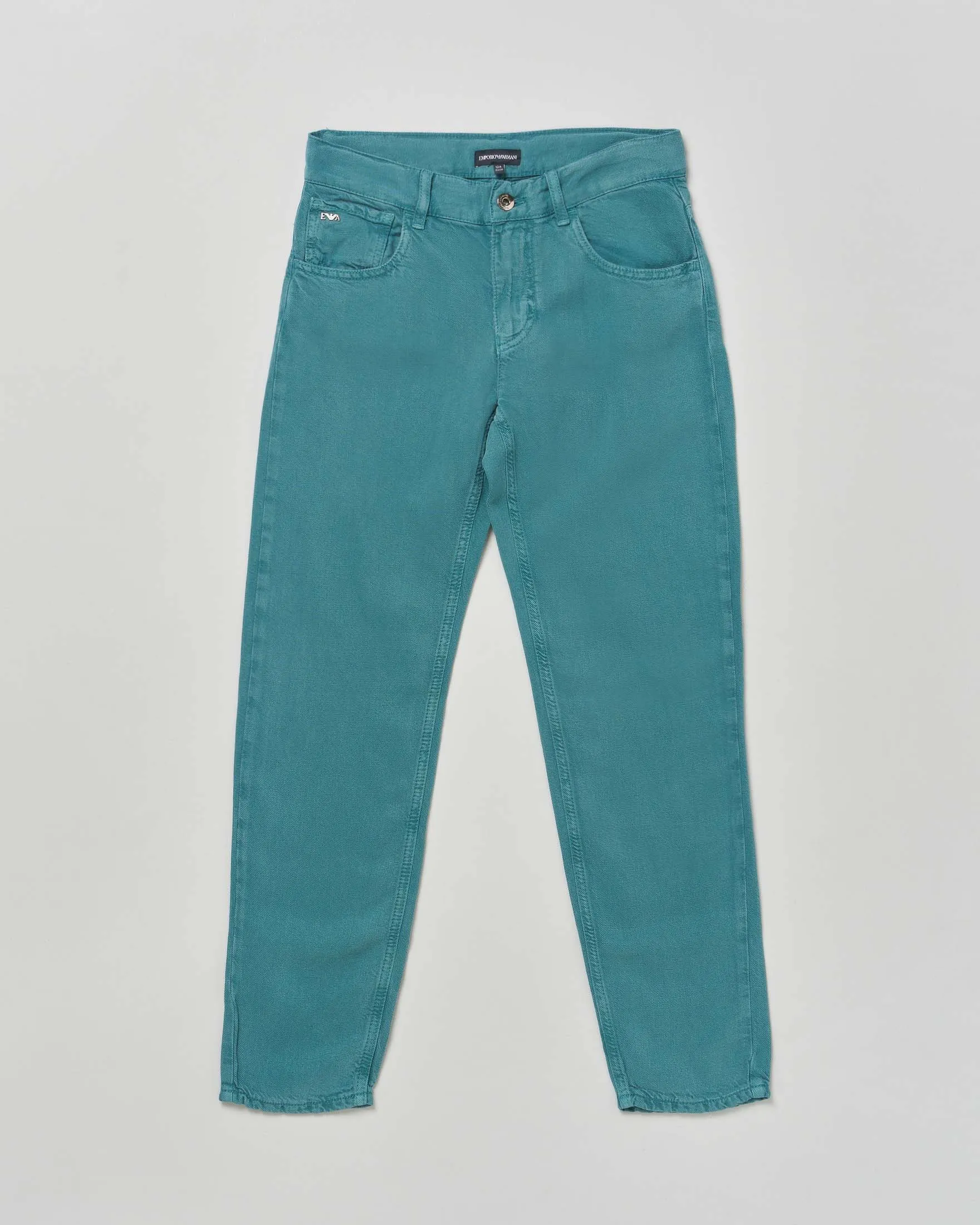 Pantalone cinque tasche ottanio loose fit 10-16 anni