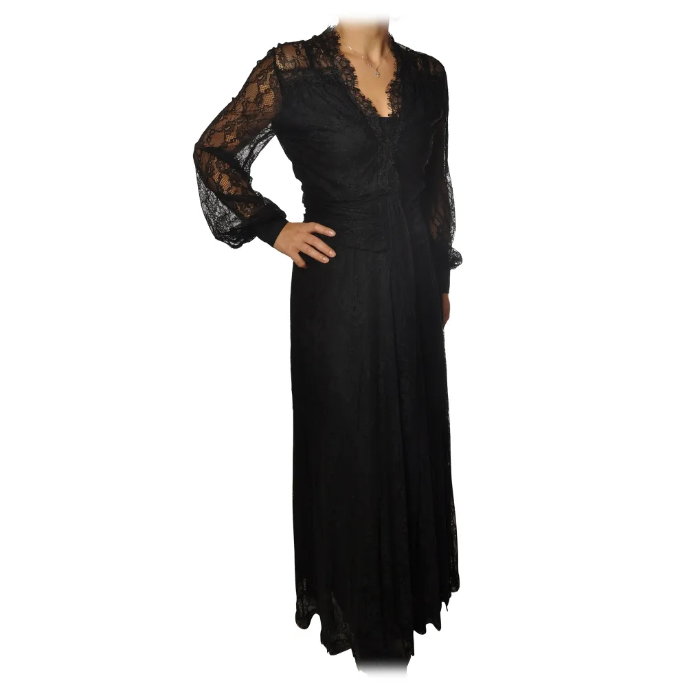 Pinko - Abito Sposare1 Lungo con Manica in Pizzo - Nero - Abito - Made in Italy - Luxury Exclusive Collection