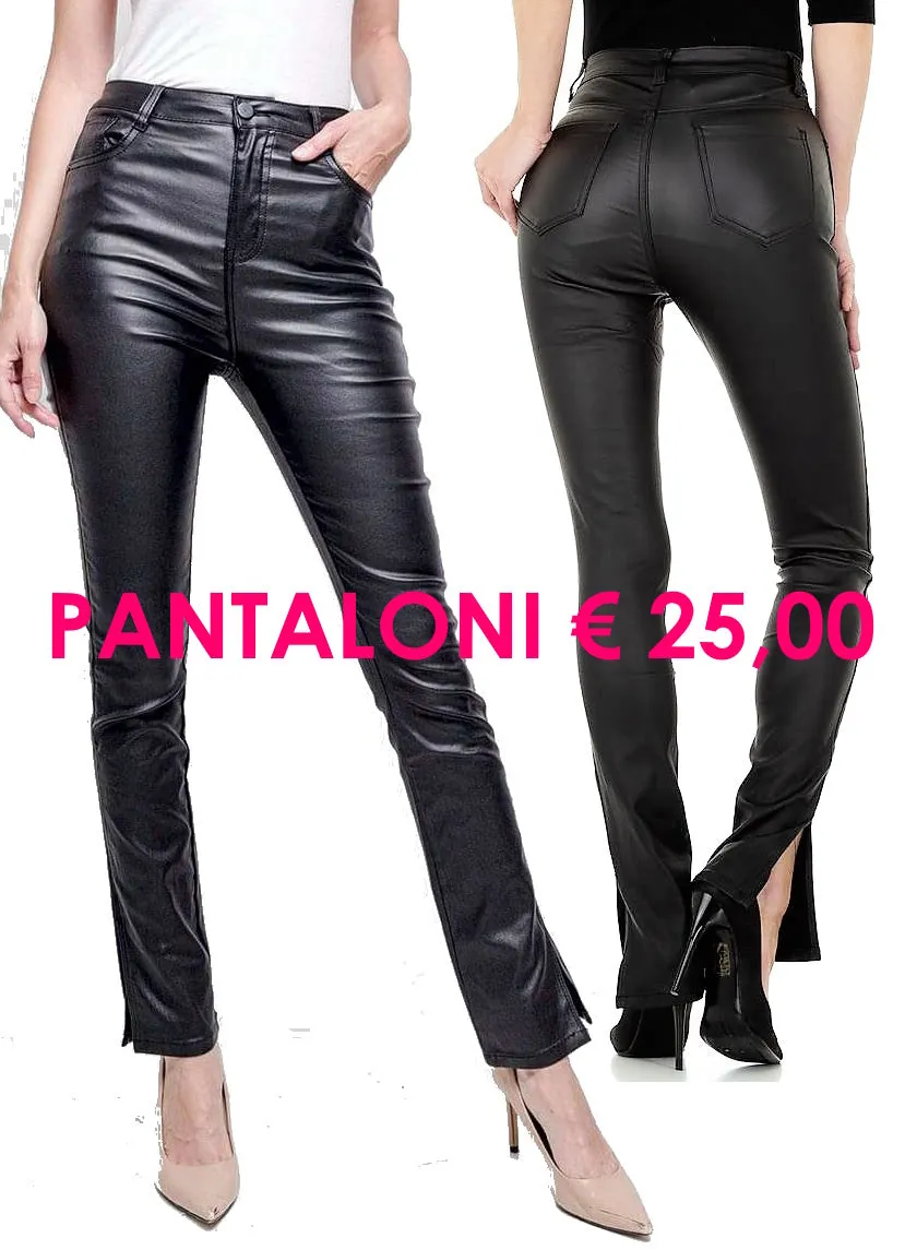 PROMO pantaloni neri in similpelle KL-J-F686 - taglia XS