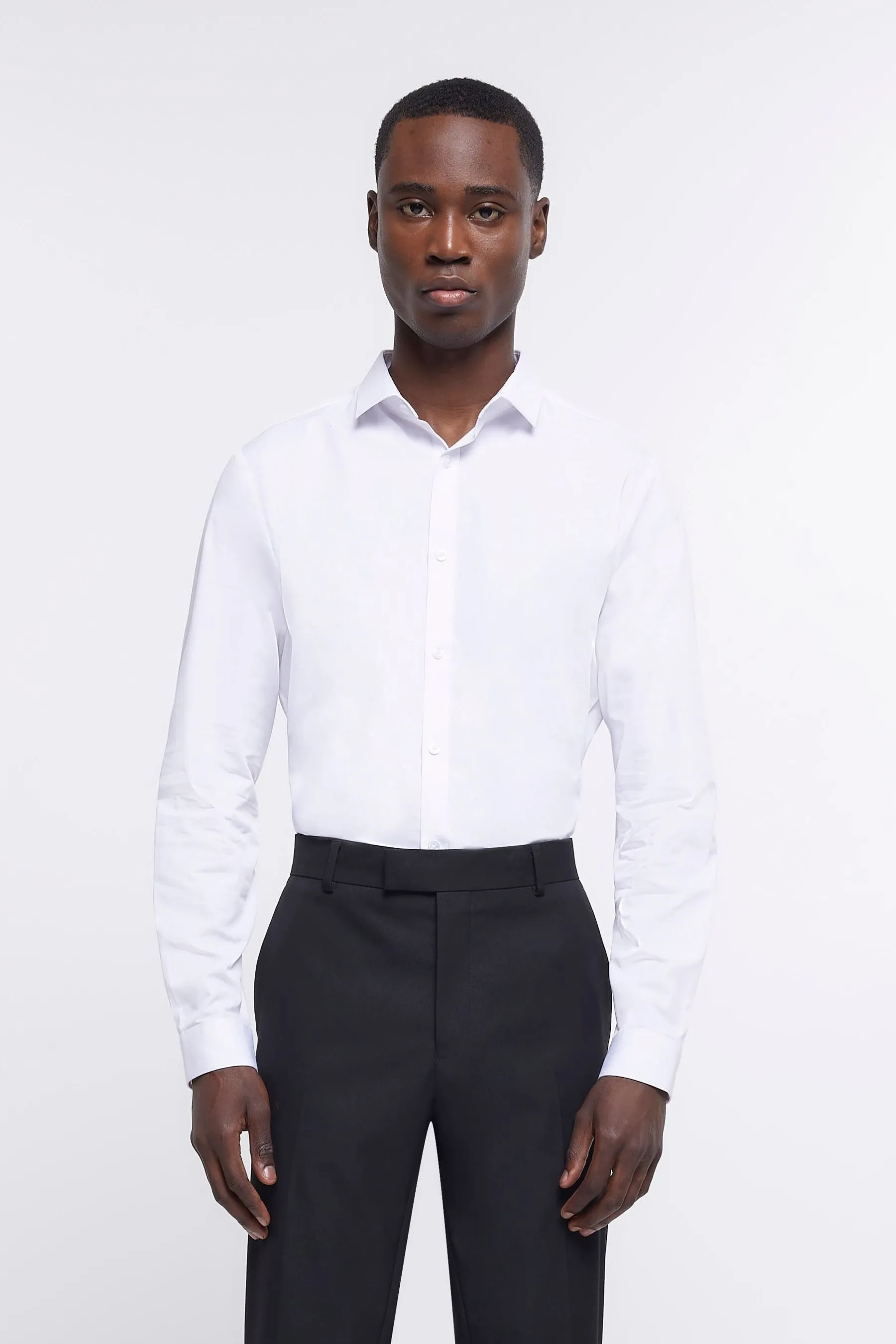 River Island Bianco - Camicia slim