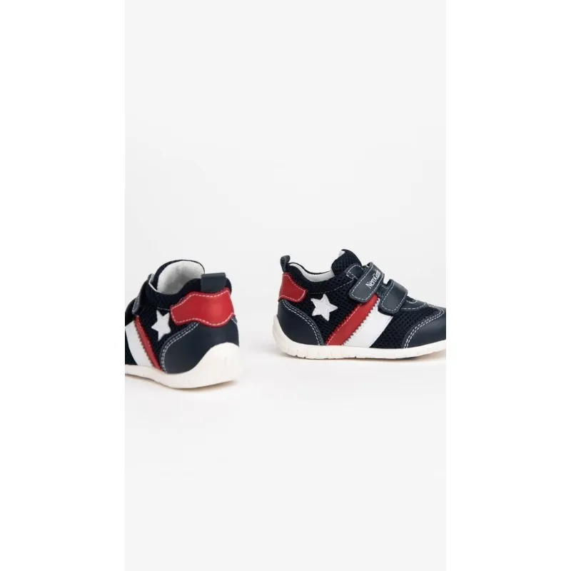 SCARPE IN PELLE E TELA PER BAMBINI NEROGIARDINI
