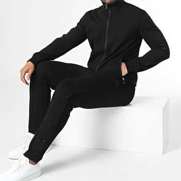 Set giacca con zip e pantaloni da jogging neri