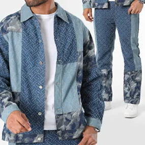 Set giacca e jeans in denim blu