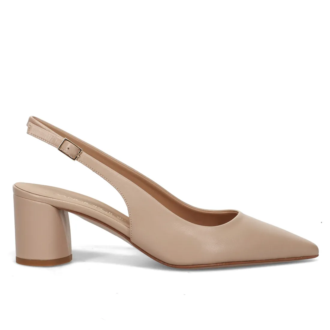 Slingback Sangiorgio in pelle beige con tacco comodo