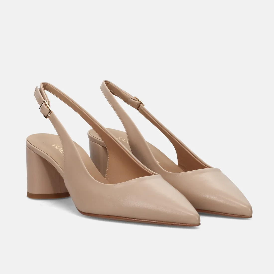 Slingback Sangiorgio in pelle beige con tacco comodo